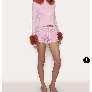 Danielle Guizio pink ruffle shorts